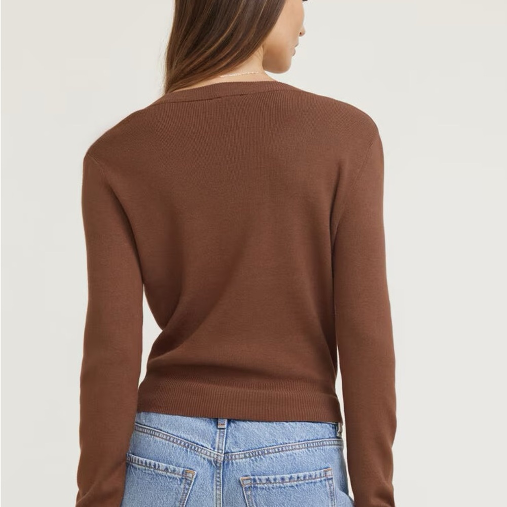 Dynamite Rebecca Crewneck Cardigan – Cocoa Brown (Size Sm) - Picture 2 of 10